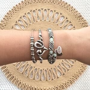 Alex & Ani Set of 3 Evolution of Heart Milkweed Forest Blessing Wrap Bracelets